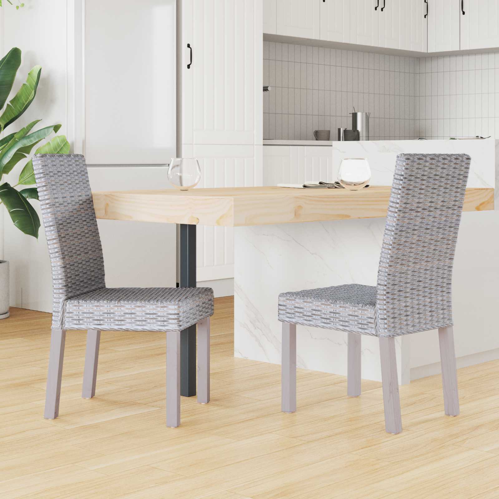 Dining chair 2 pcs White wash 45 x 54 x 93 cm