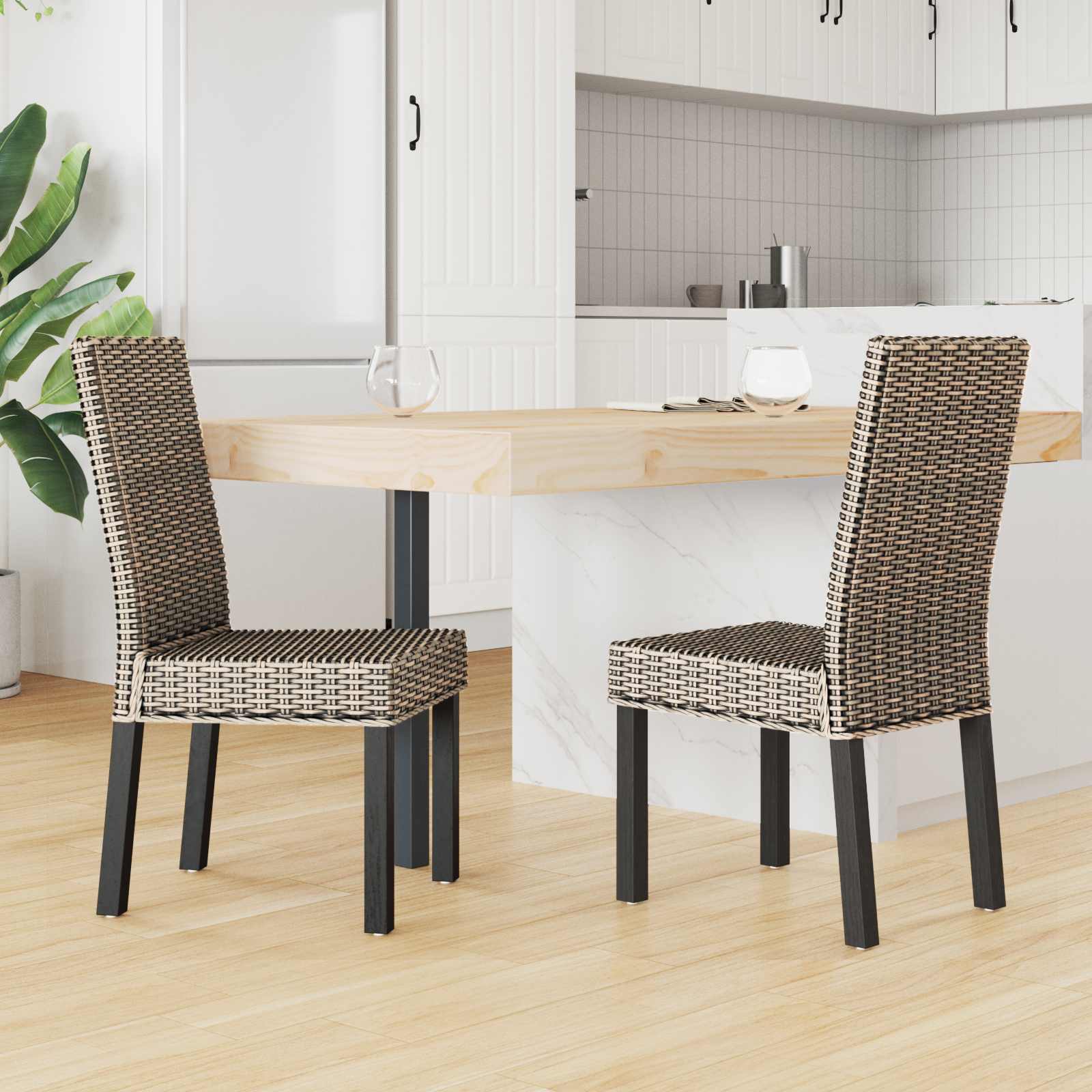 Dining Chair 2 pcs Black wash 45 x 54 x 93 cm