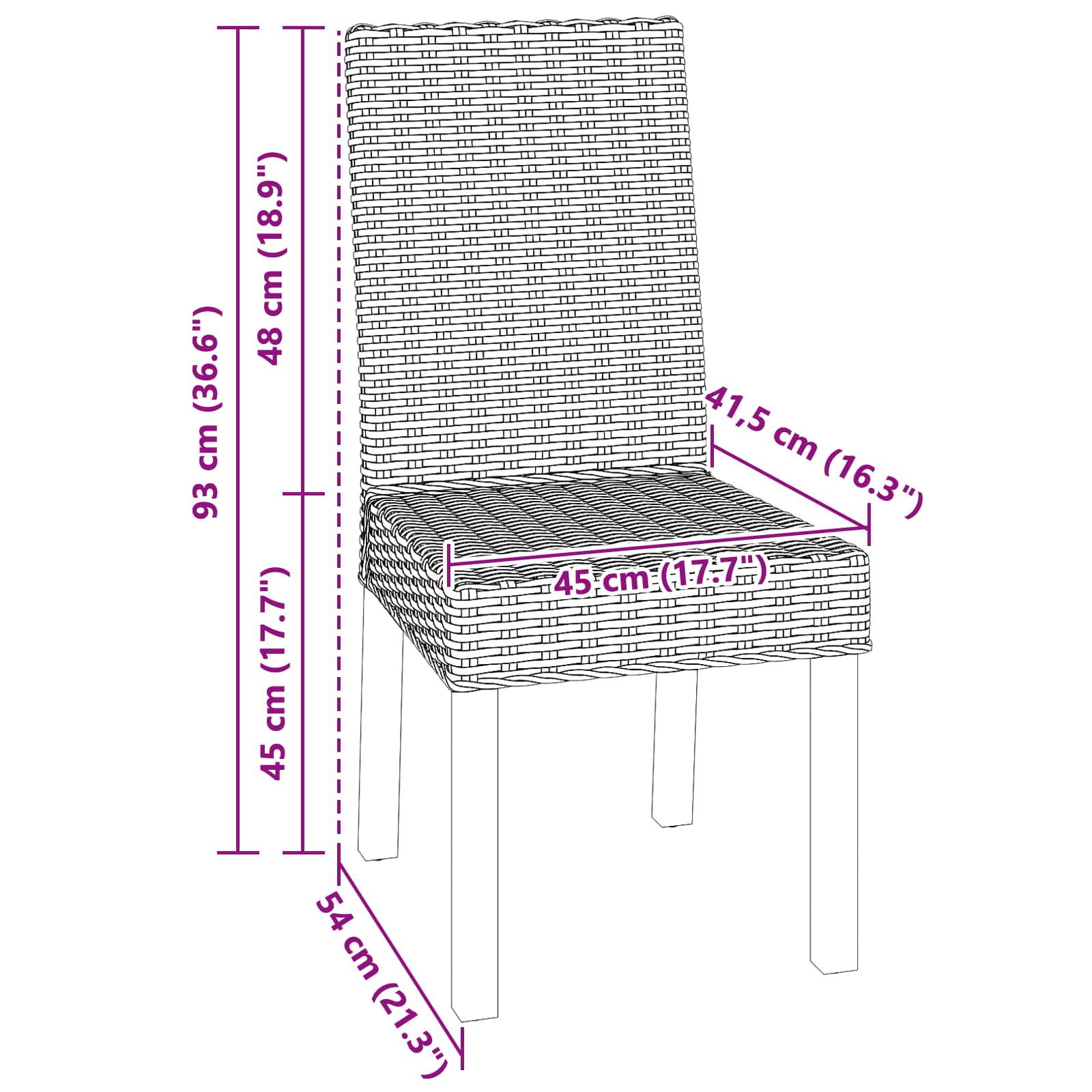 Dining Chair 2 pcs Black wash 45 x 54 x 93 cm