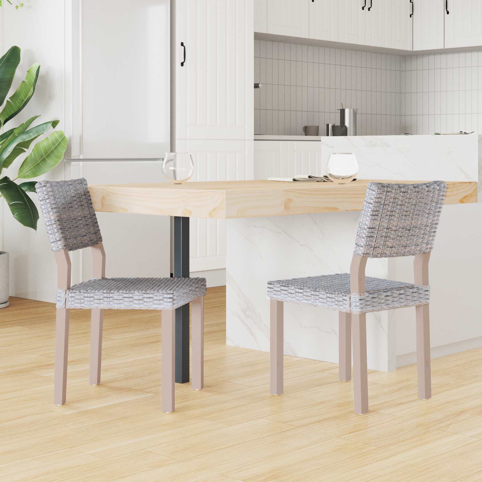 2 pcs White wash 45 x 55 x 84 cm Kubu rattan