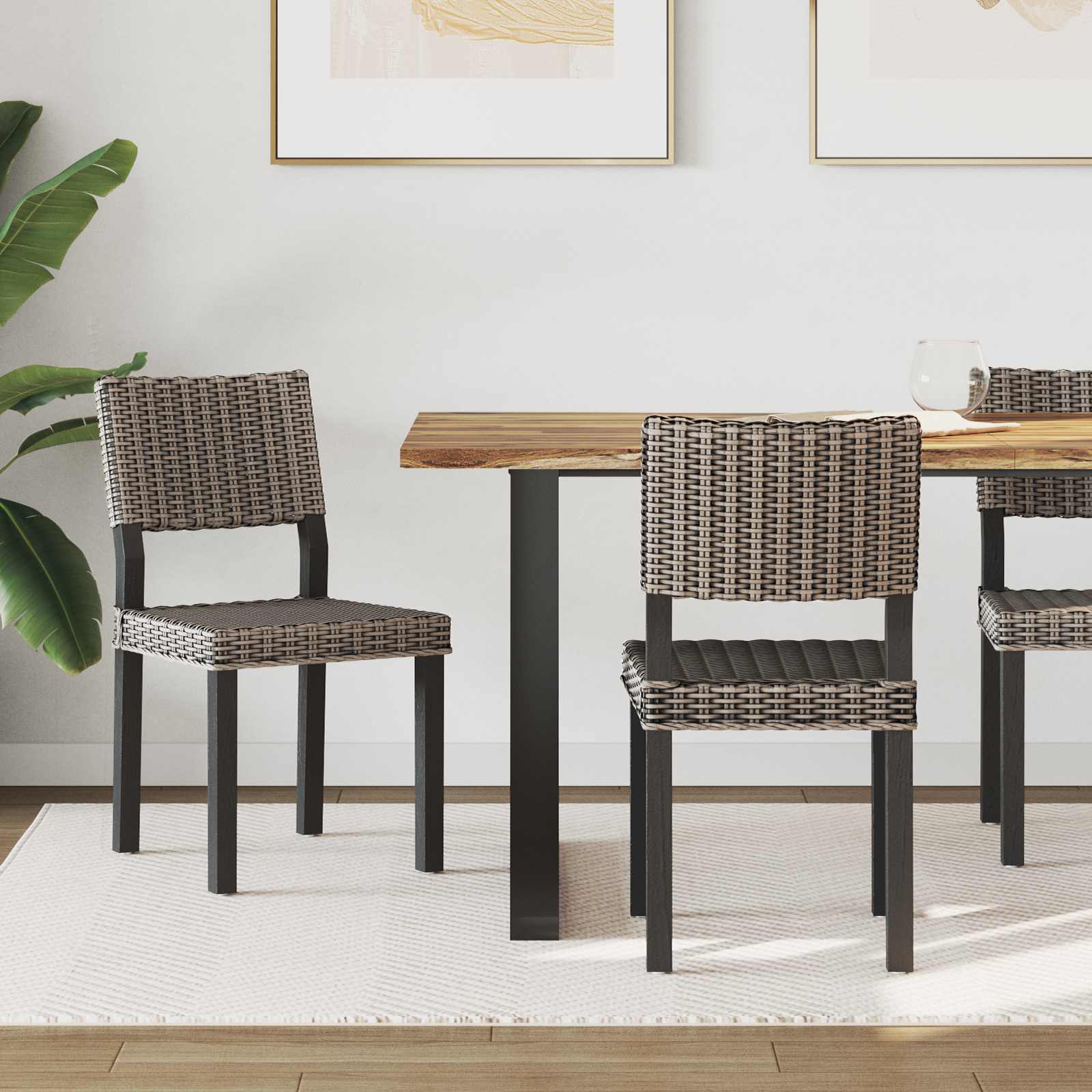2 pcs Black wash 45 x 55 x 84 cm Cube rattan