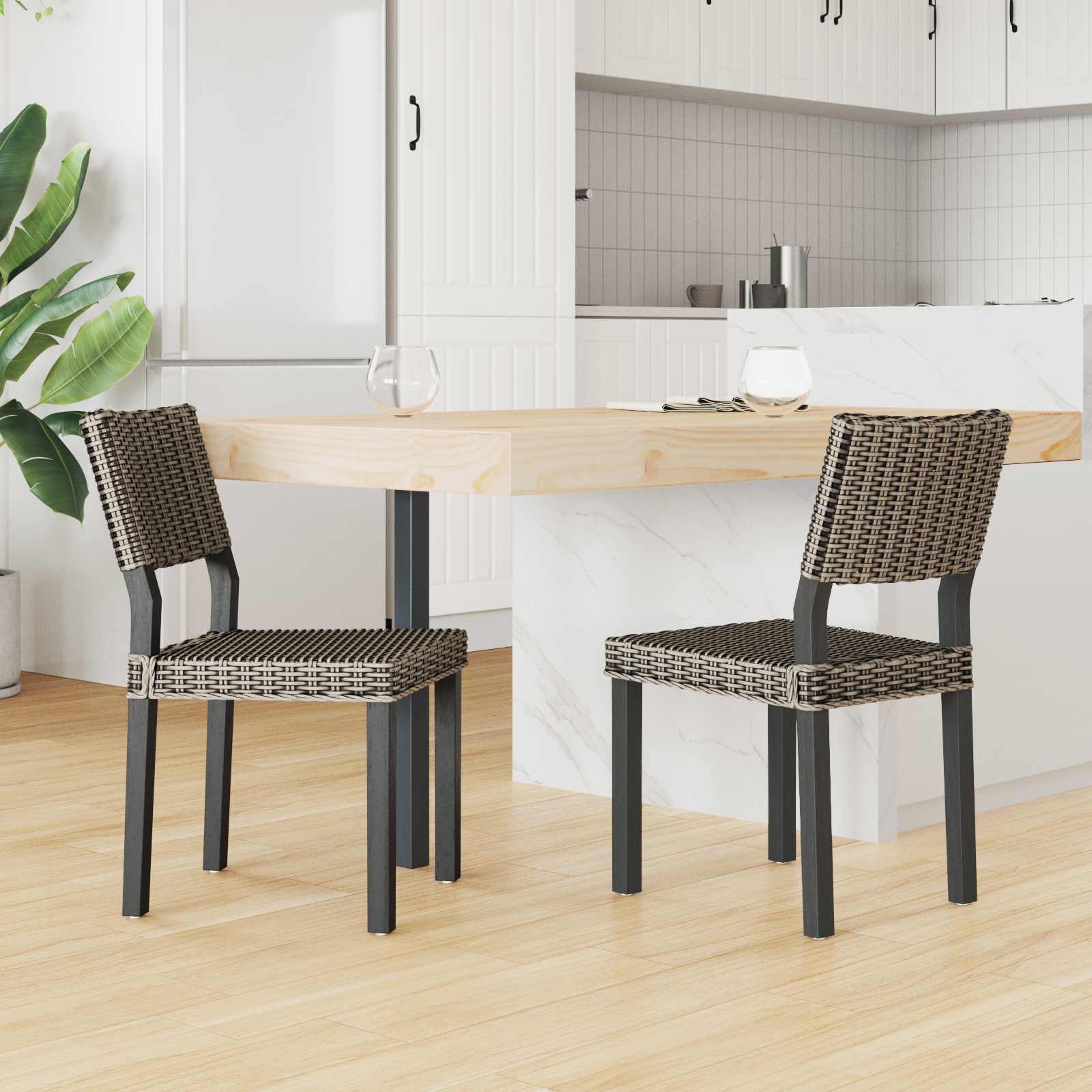 2 pcs Black wash 45 x 55 x 84 cm Cube rattan