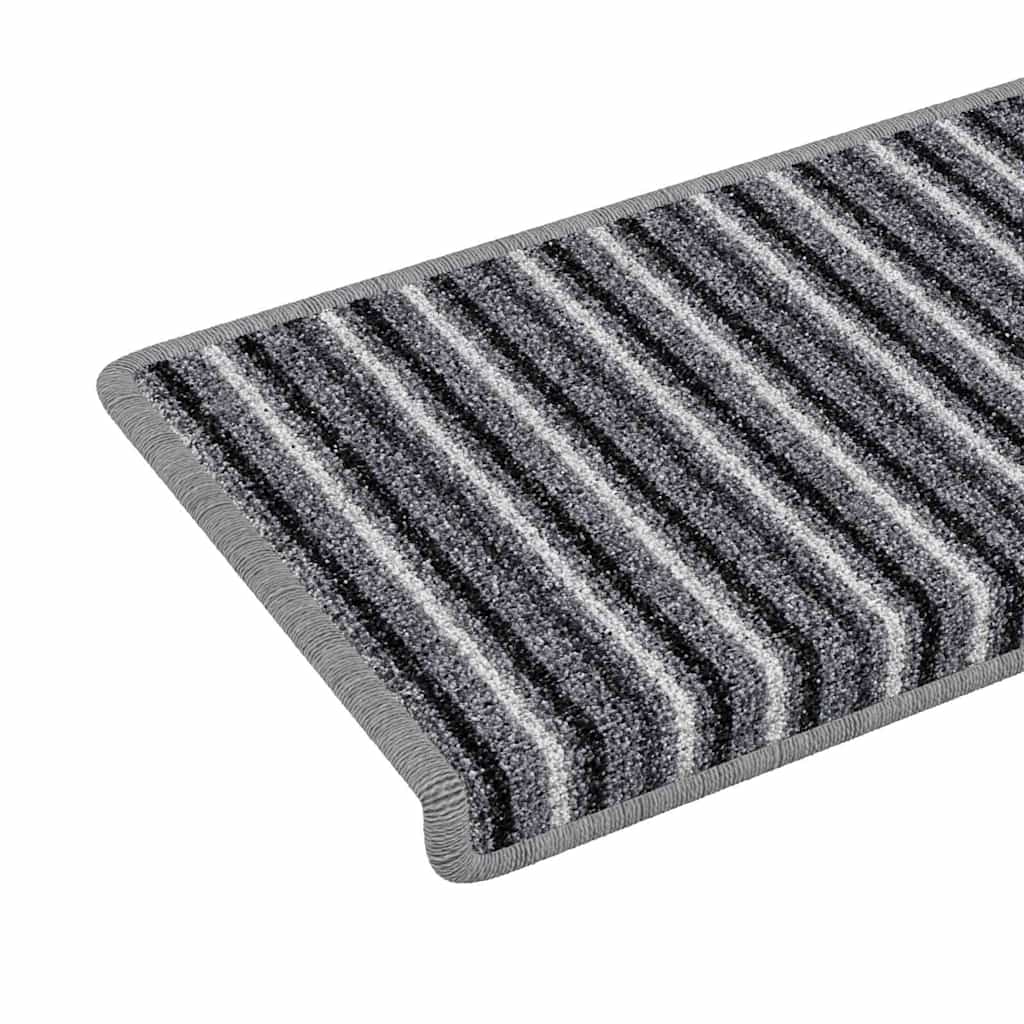 Savaime prilipantys laiptų kilimėliai Dryžuotas 15 pcs Pilka