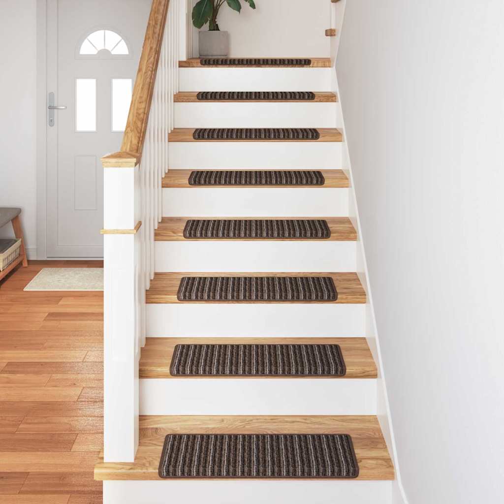 Savaime prilipantys laiptų kilimėliai Dryžuotas 15 pcs Ruda
