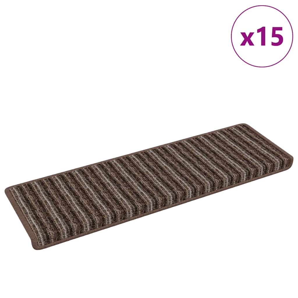Savaime prilipantys laiptų kilimėliai Dryžuotas 15 pcs Ruda