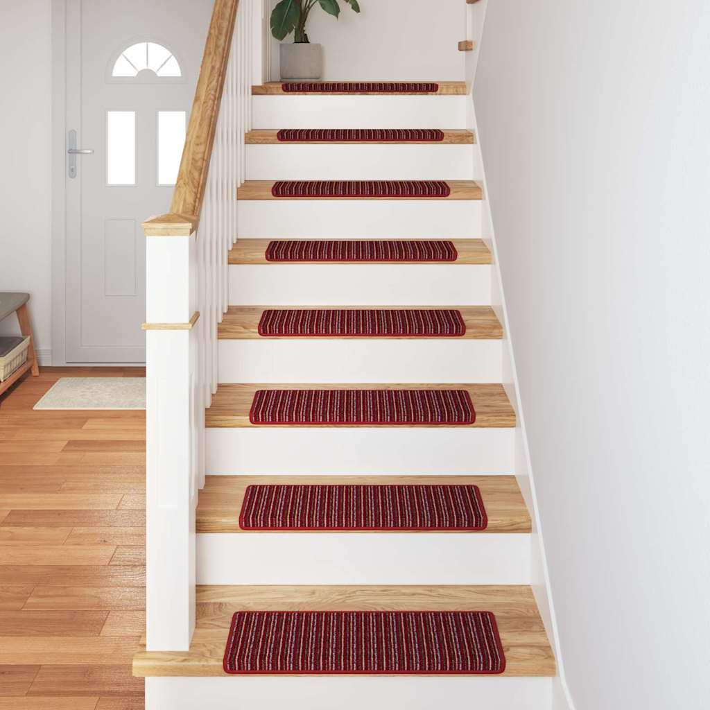 Savaime prilipantys laiptų kilimėliai Dryžuotas 15 pcs Raudona