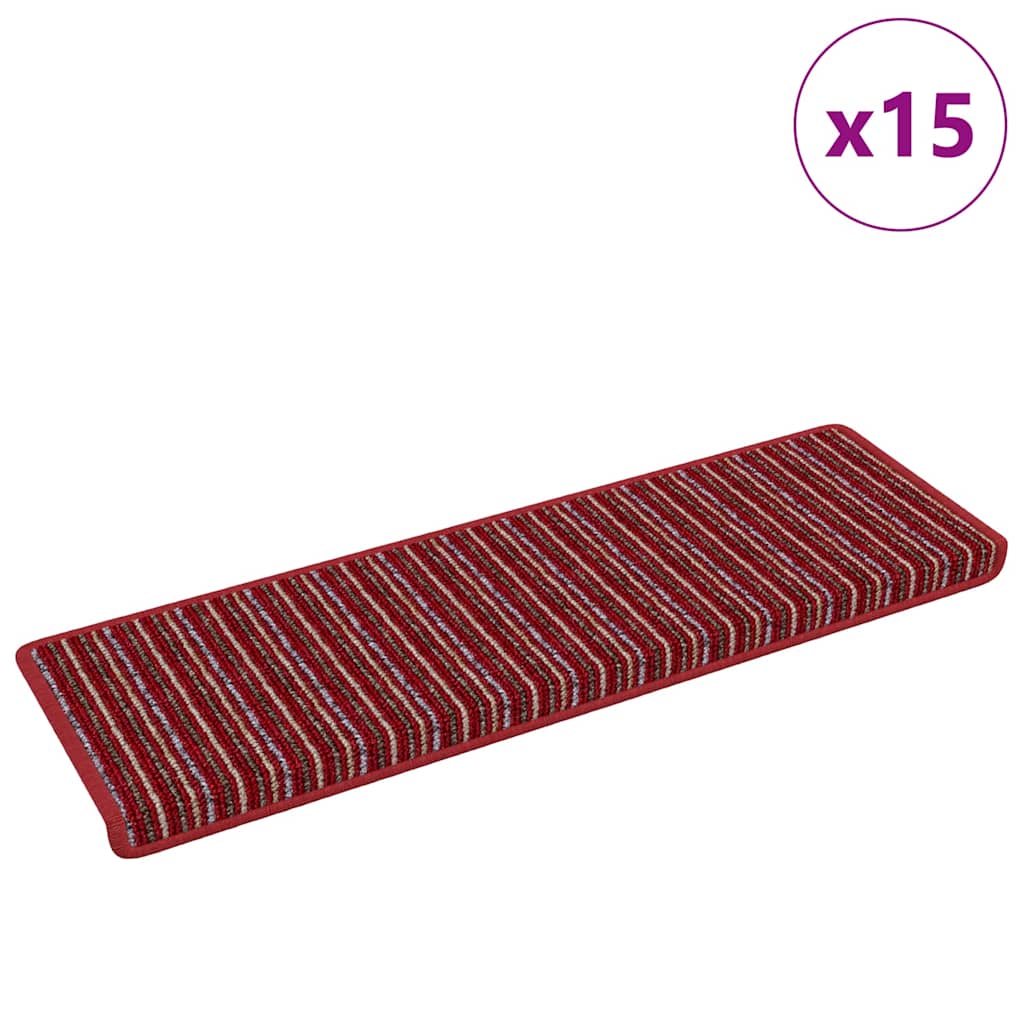 Savaime prilipantys laiptų kilimėliai Dryžuotas 15 pcs Raudona