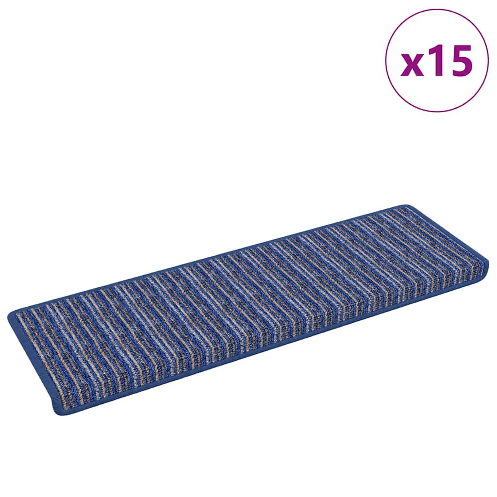 Savaime prilipantys laiptų kilimėliai Dryžuotas 15 pcs Mėlyna