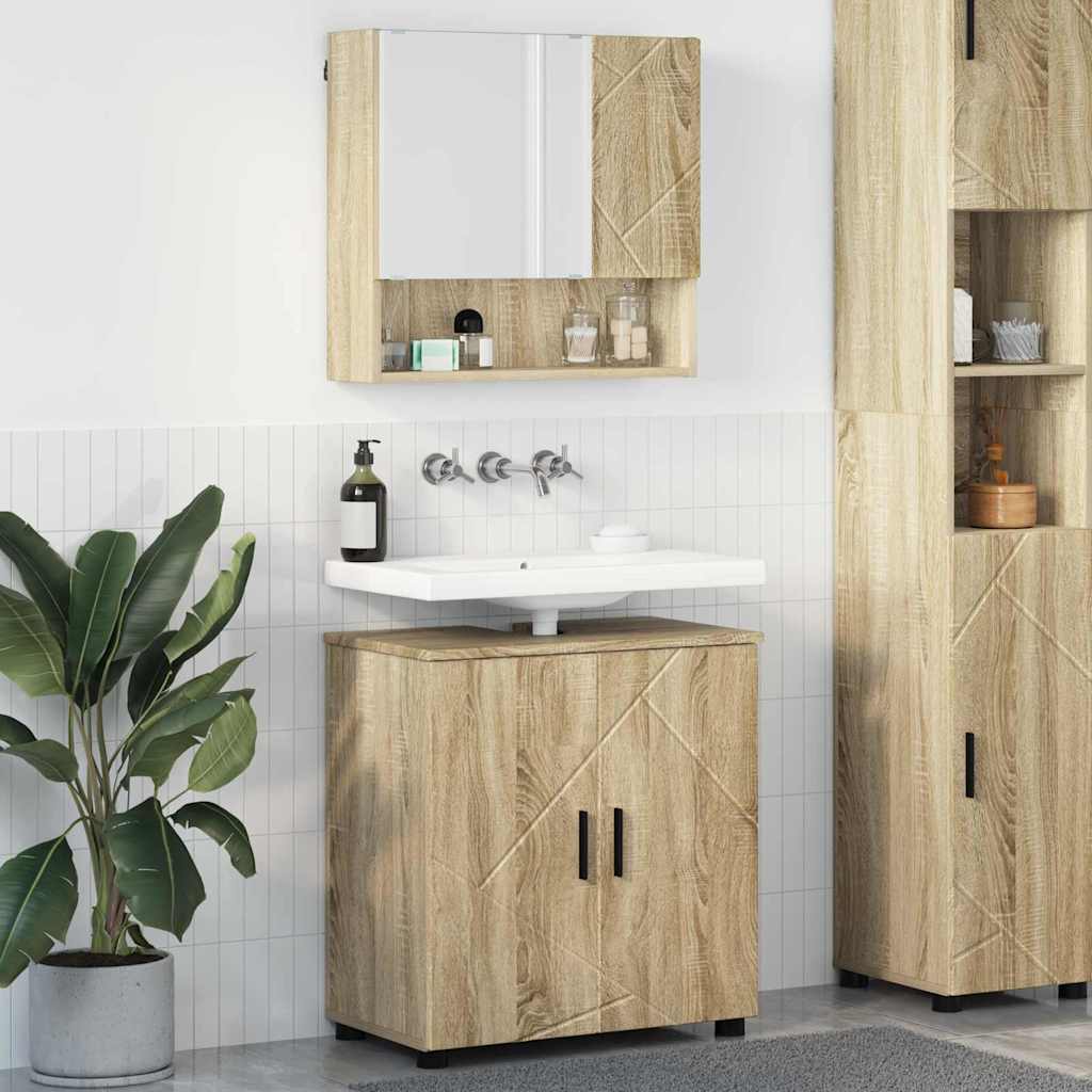 Vonios baldų rinkinys su saugykla 2 pcs Sonoma ąžuolas