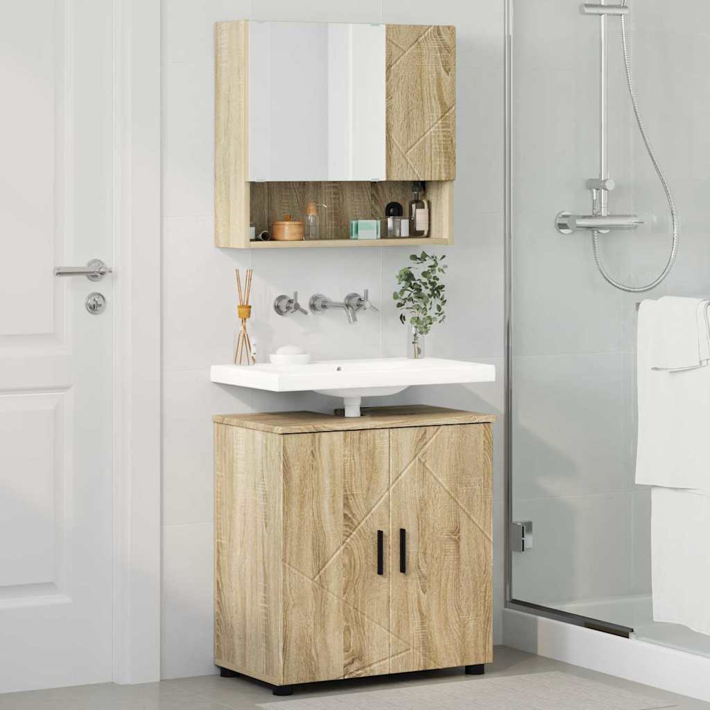 Vonios baldų rinkinys su saugykla 2 pcs Sonoma ąžuolas