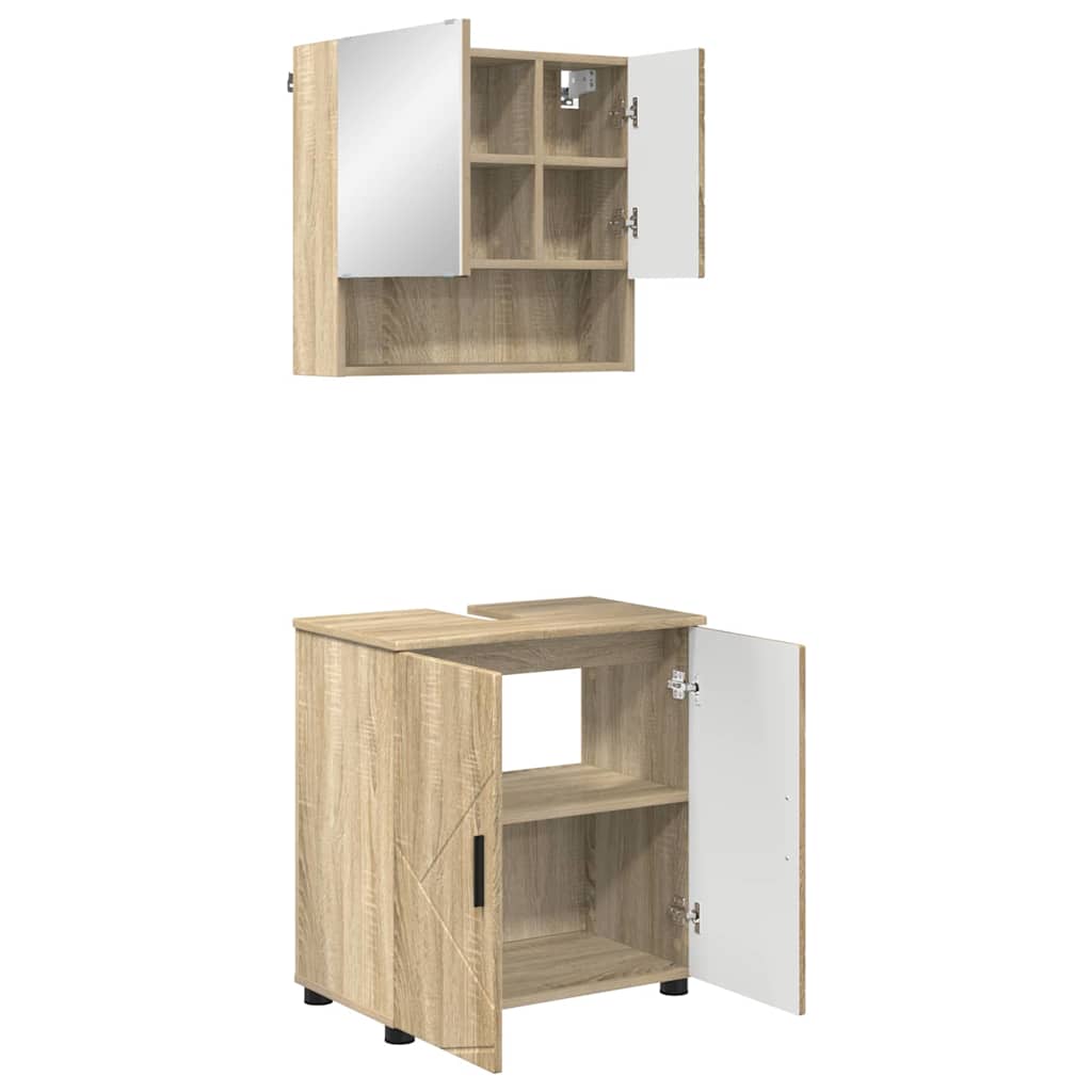 Vonios baldų rinkinys su saugykla 2 pcs Sonoma ąžuolas