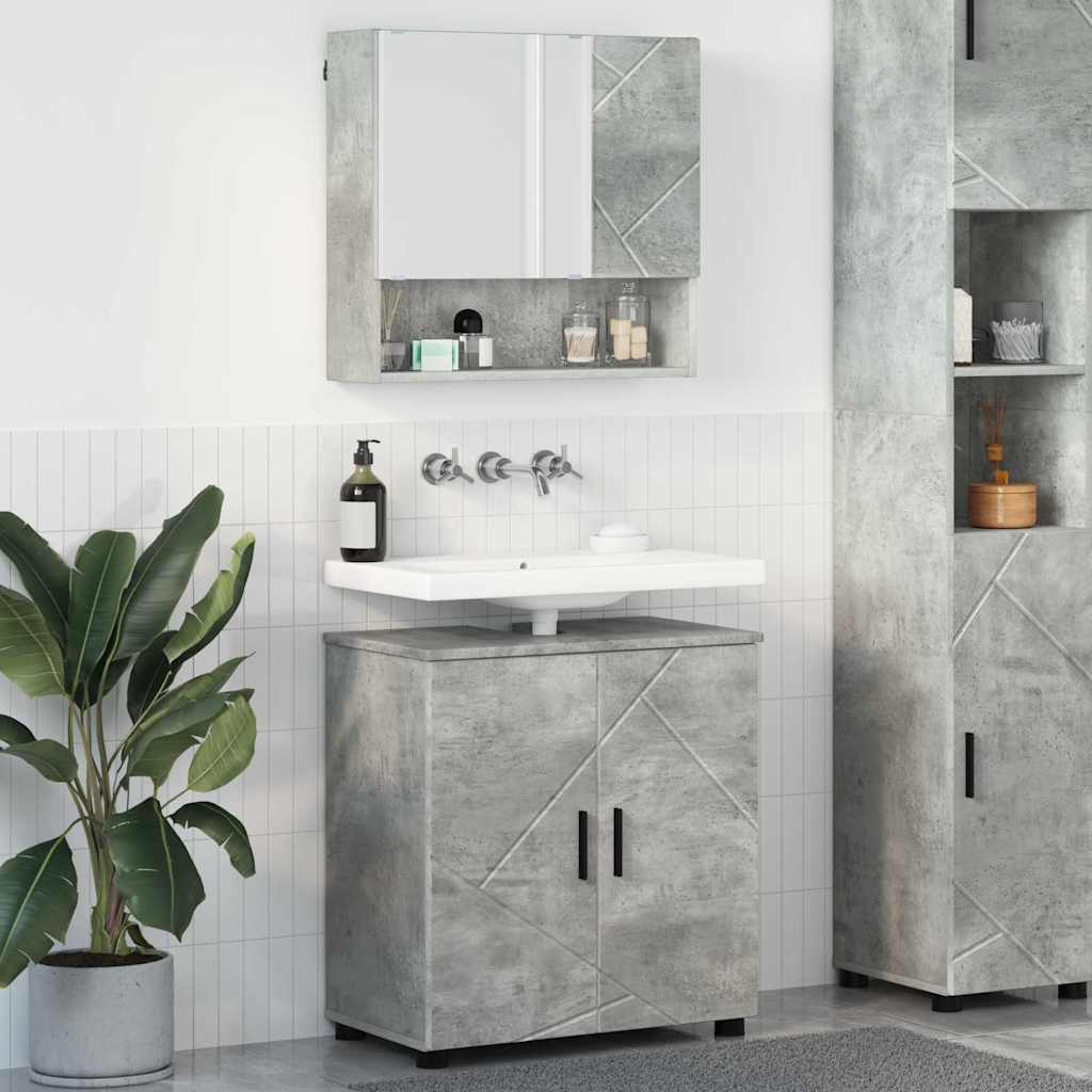 Vonios baldų rinkinys 2 pcs Betono pilka 61 x 35 x 64 cm