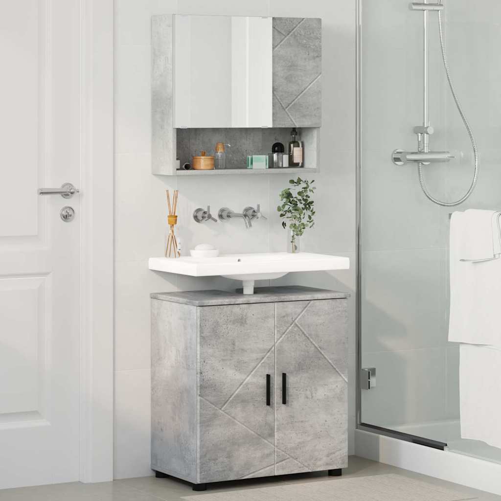 Vonios baldų rinkinys 2 pcs Betono pilka 61 x 35 x 64 cm