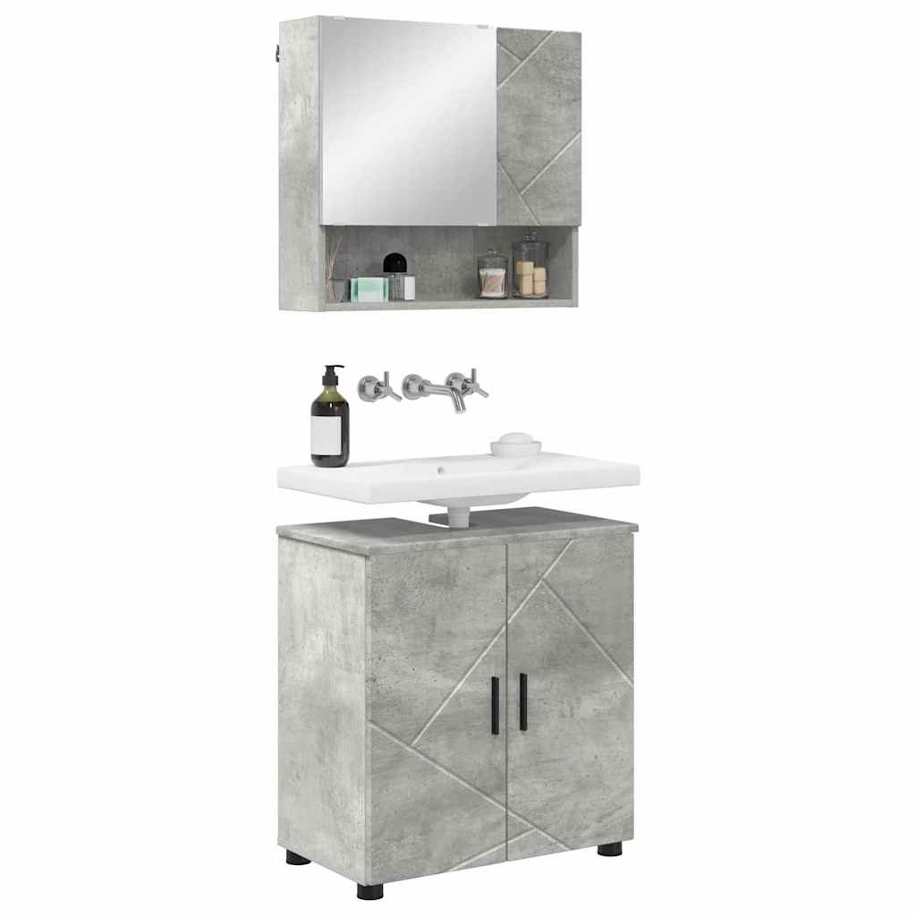 Vonios baldų rinkinys 2 pcs Betono pilka 61 x 35 x 64 cm