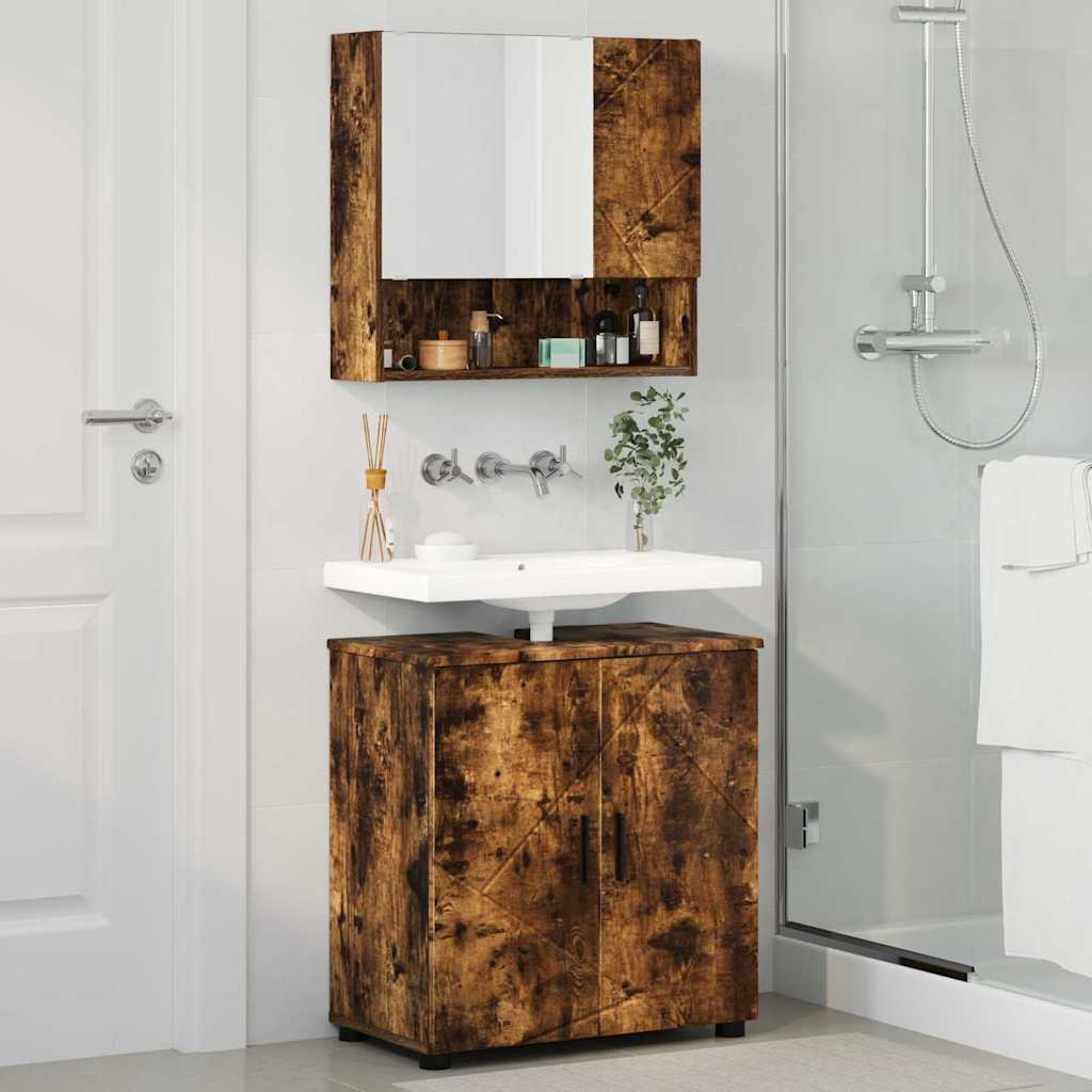 Vonios baldų rinkinys 2 vnt. Rūkyta ąžuolas 61 x 35 x 64 cm