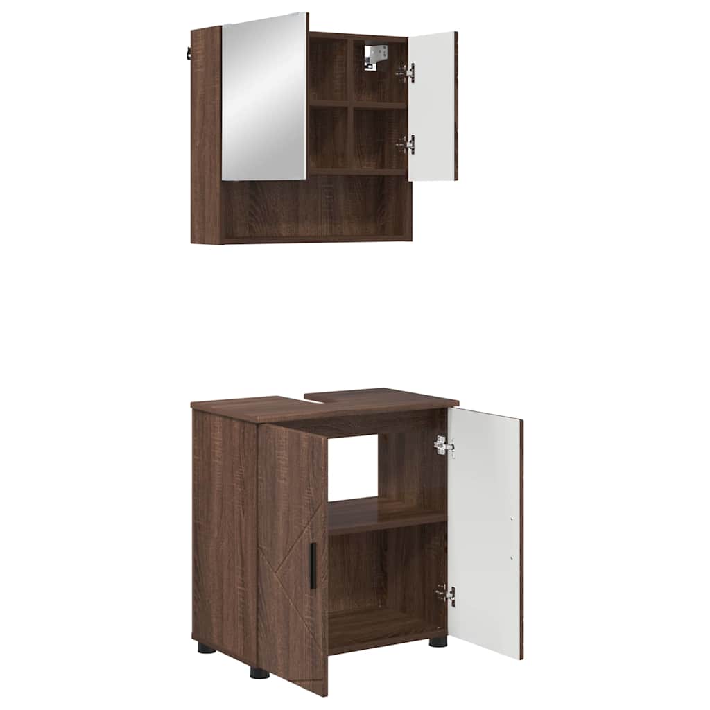 Bathroom furniture set 2 pcs brown oak 61 x 35 x 64 cm