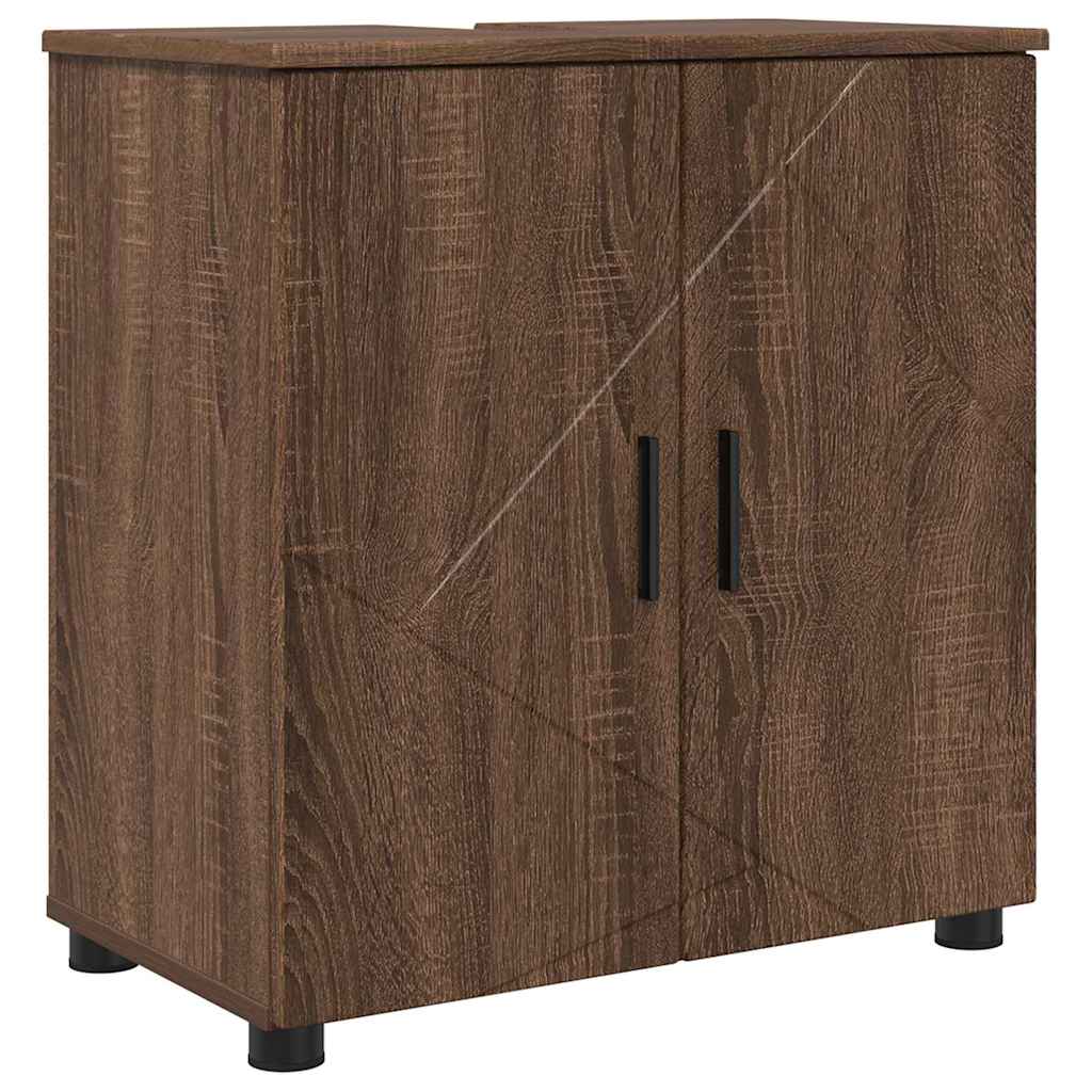 Bathroom furniture set 2 pcs brown oak 61 x 35 x 64 cm