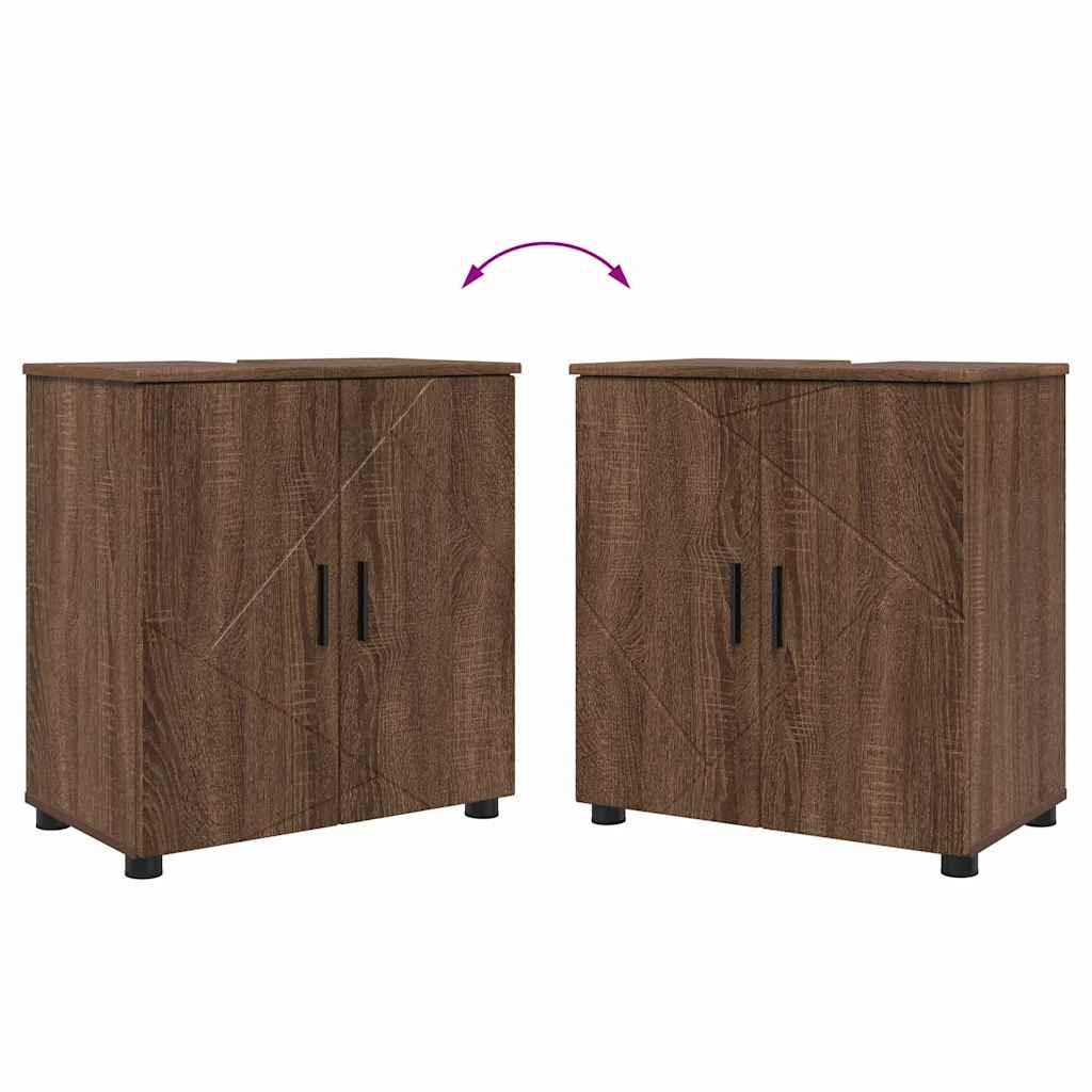 Bathroom furniture set 2 pcs brown oak 61 x 35 x 64 cm