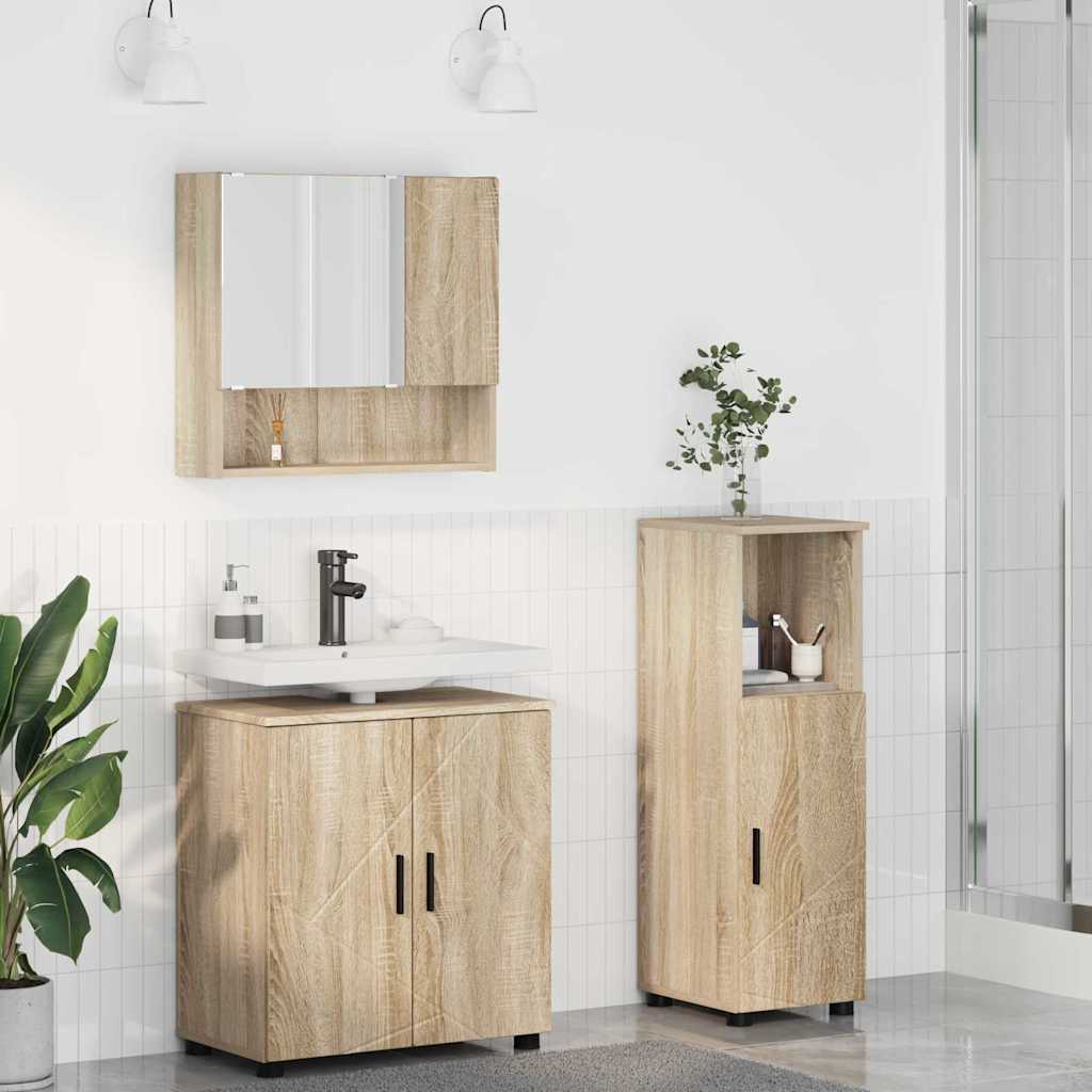 Vonios baldų rinkinys su saugykla 3 pcs Sonoma ąžuolas