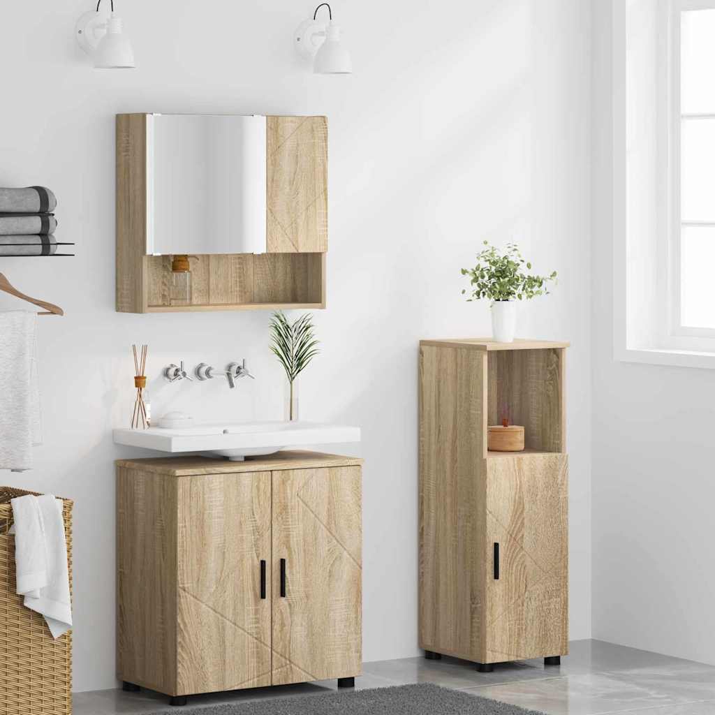 Vonios baldų rinkinys su saugykla 3 pcs Sonoma ąžuolas