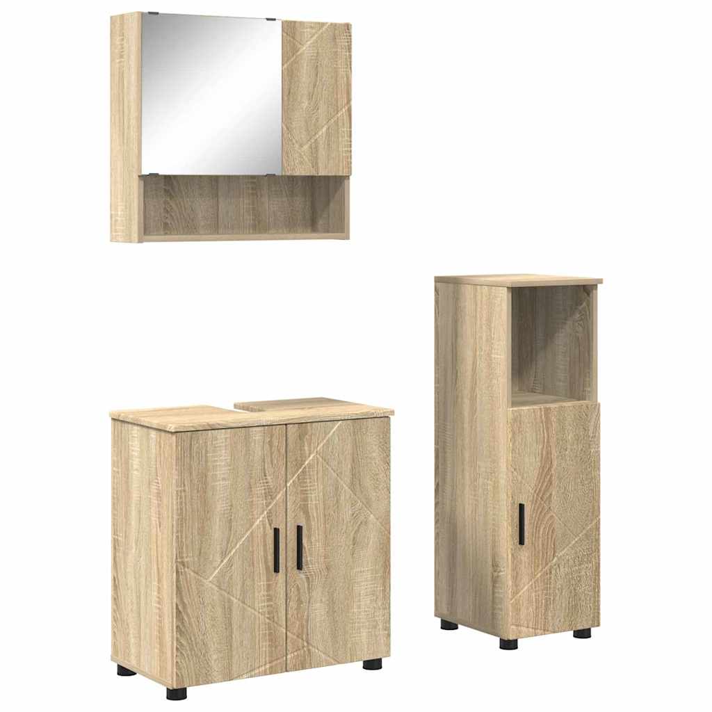 Vonios baldų rinkinys su saugykla 3 pcs Sonoma ąžuolas