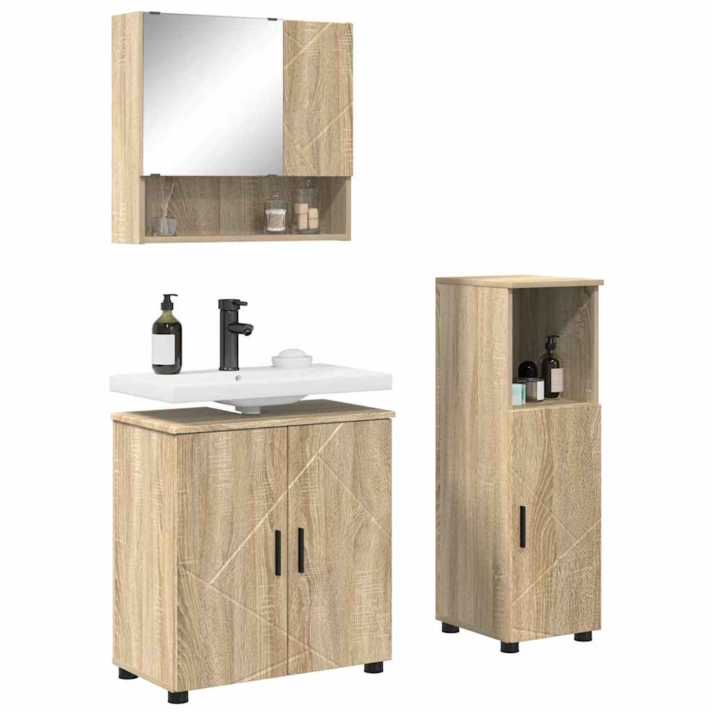 Vonios baldų rinkinys su saugykla 3 pcs Sonoma ąžuolas