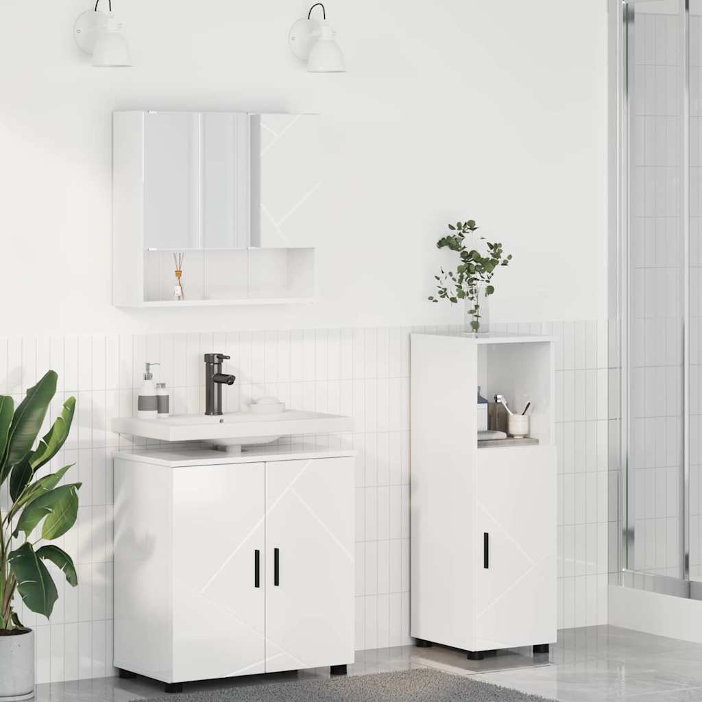 Bathroom Furniture Set with Storage 3 pcs High Gloss White
