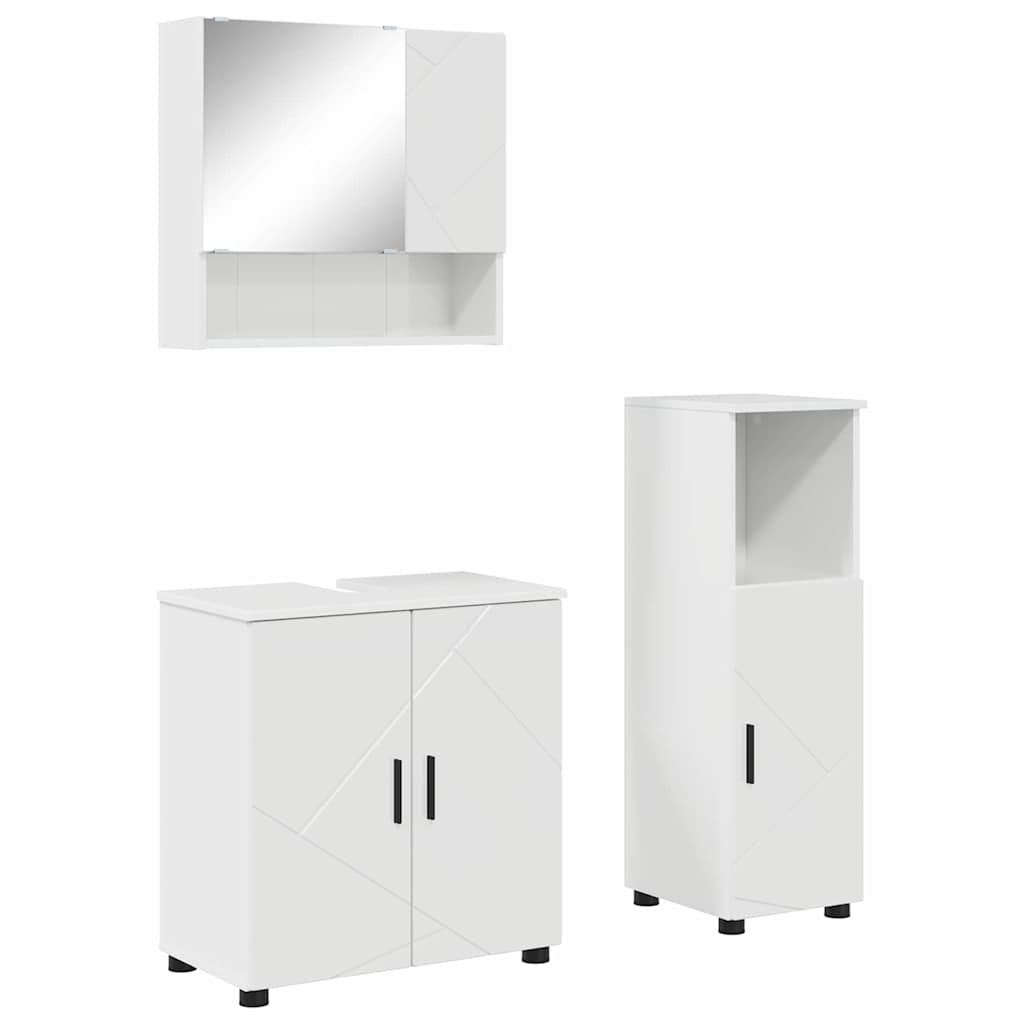 Bathroom Furniture Set with Storage 3 pcs High Gloss White