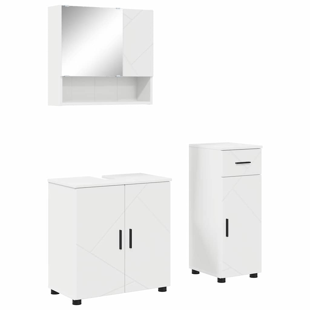 Vonios baldų rinkinys 3 pcs Balta Apdirbta mediena & metalas
