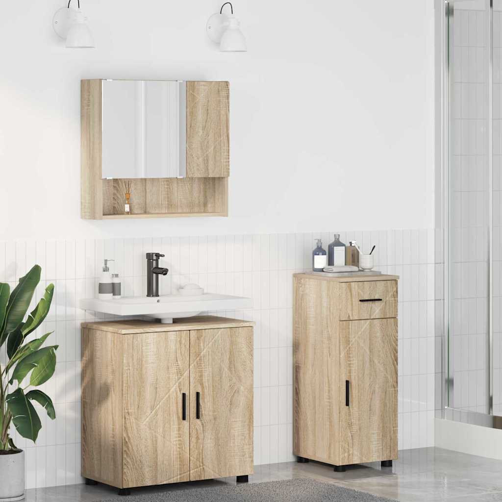 Vonios baldų rinkinys su stalčių 3 pcs Sonoma ąžuolas