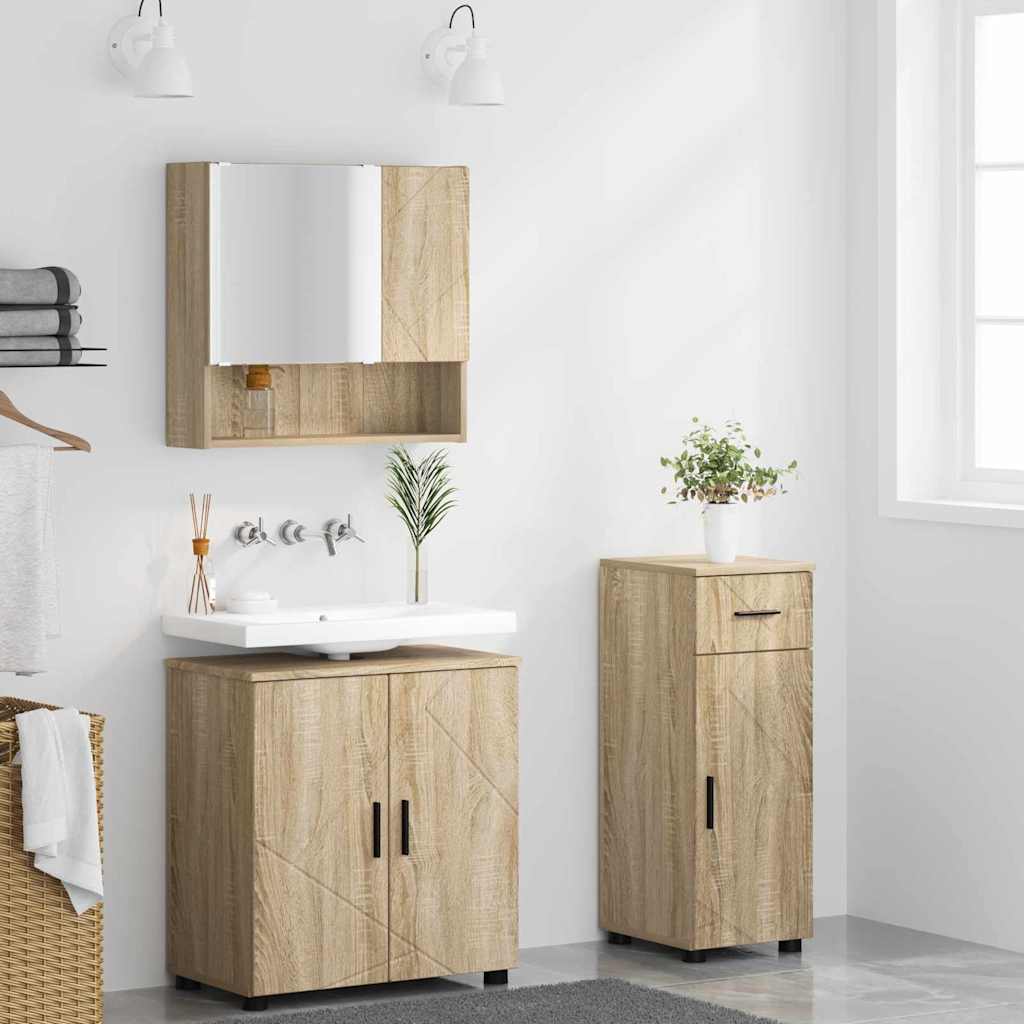 Vonios baldų rinkinys su stalčių 3 pcs Sonoma ąžuolas