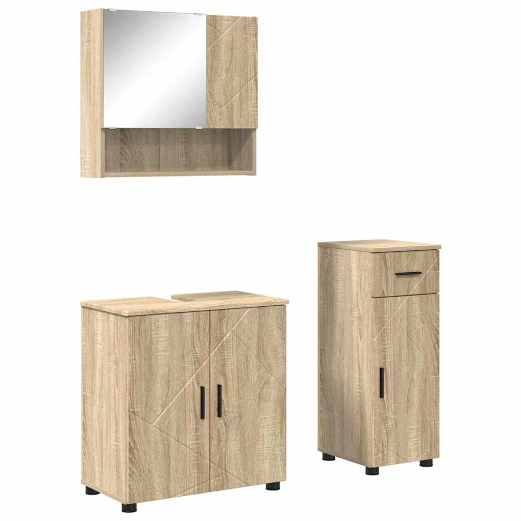 Vonios baldų rinkinys su stalčių 3 pcs Sonoma ąžuolas