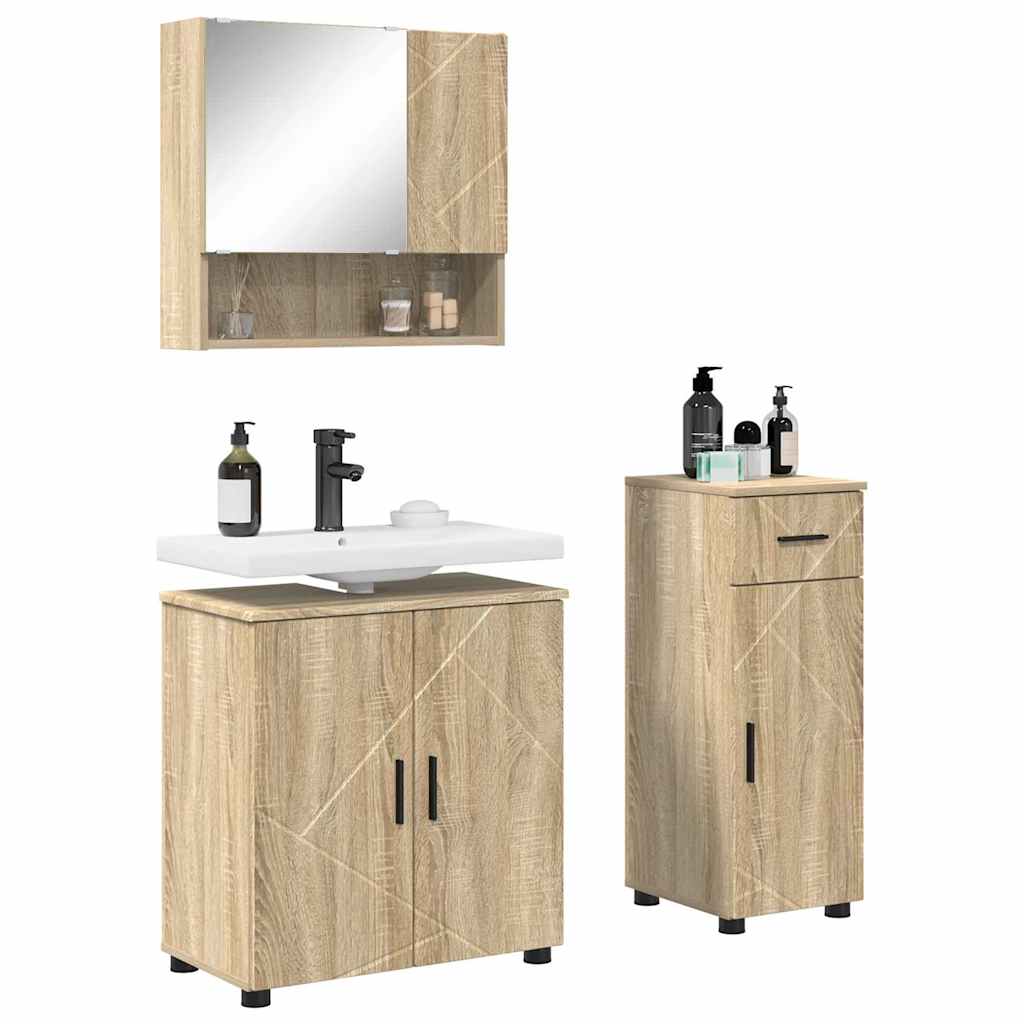 Vonios baldų rinkinys su stalčių 3 pcs Sonoma ąžuolas