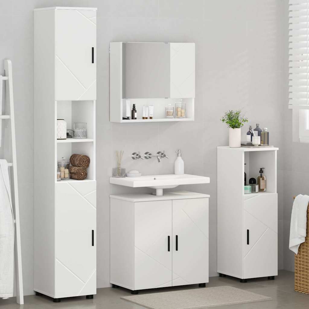 Vonios baldų rinkinys 4 pcs Balta Apdirbta mediena & metalas