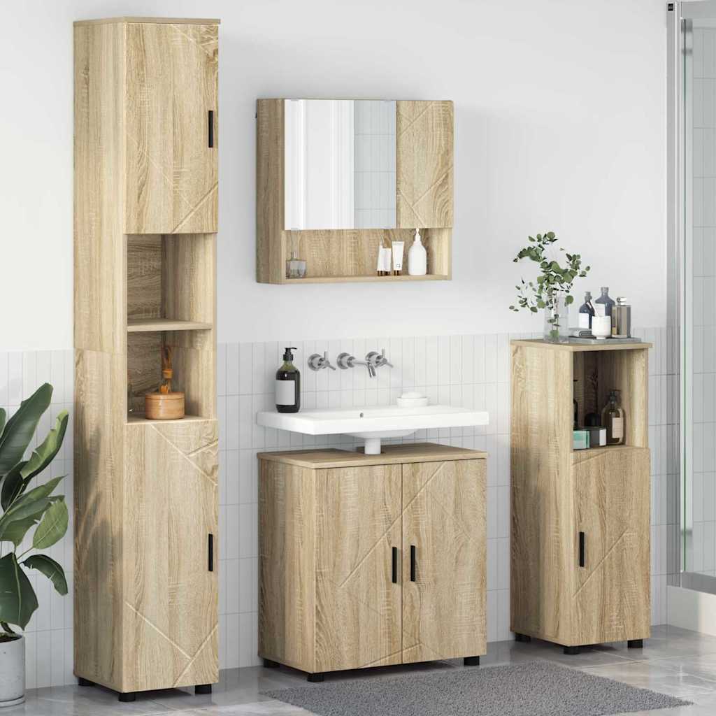 Vonios baldų rinkinys su saugykla 4 pcs Sonoma ąžuolas