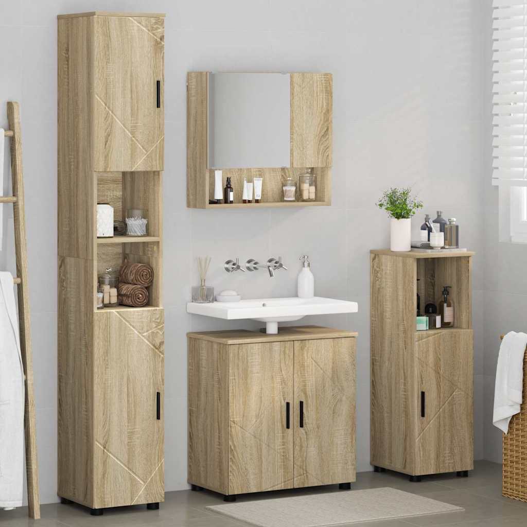 Vonios baldų rinkinys su saugykla 4 pcs Sonoma ąžuolas