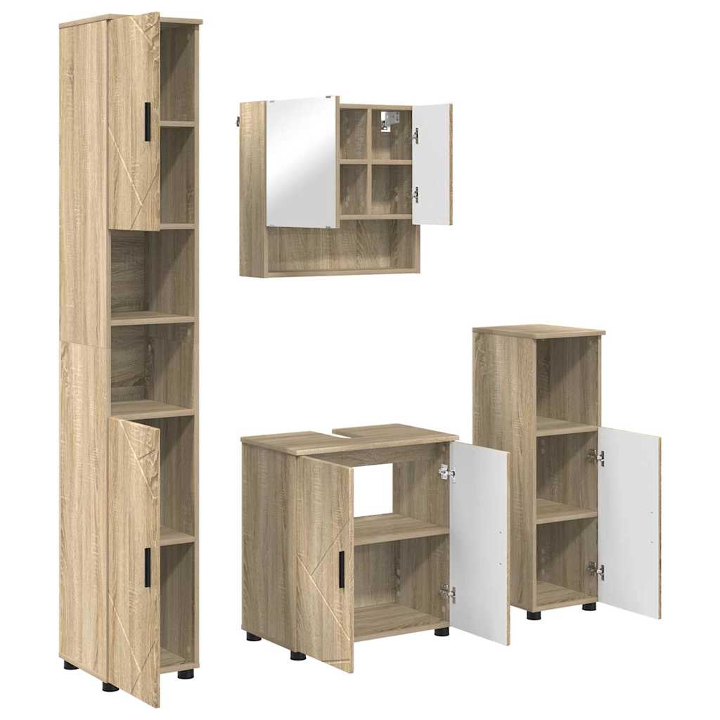 Vonios baldų rinkinys su saugykla 4 pcs Sonoma ąžuolas