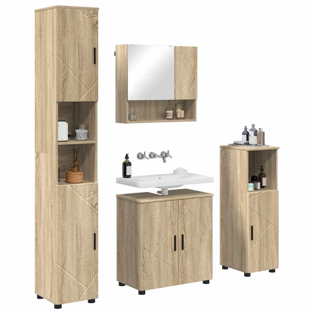 Vonios baldų rinkinys su saugykla 4 pcs Sonoma ąžuolas