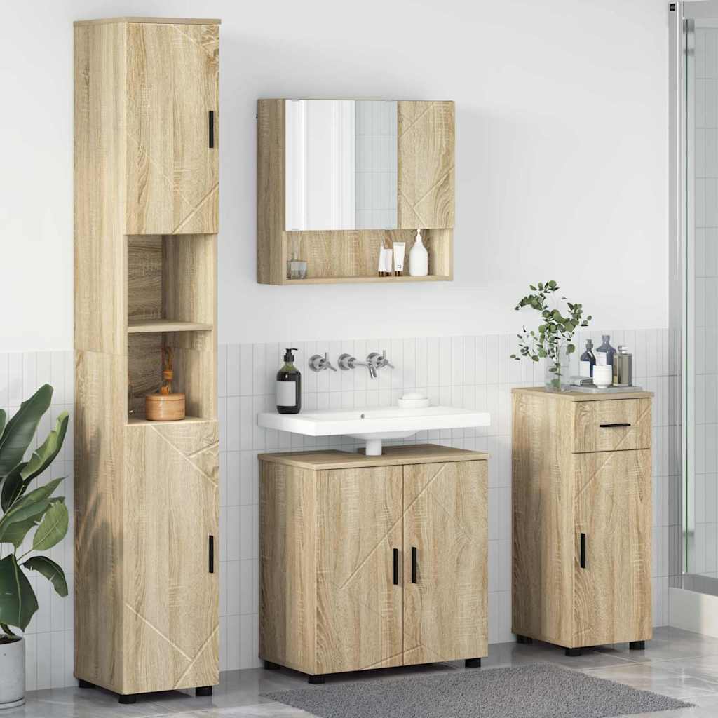 Vonios baldų rinkinys su stalčių 4 pcs Sonoma ąžuolas