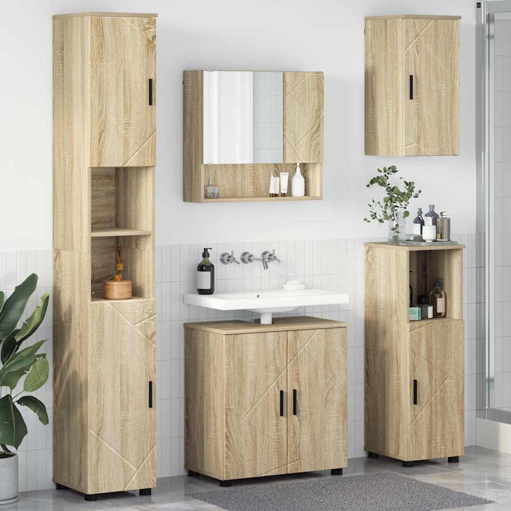 Vonios baldų rinkinys su saugykla 5 pcs Sonoma ąžuolas