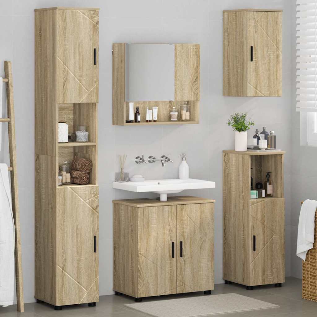 Vonios baldų rinkinys su saugykla 5 pcs Sonoma ąžuolas