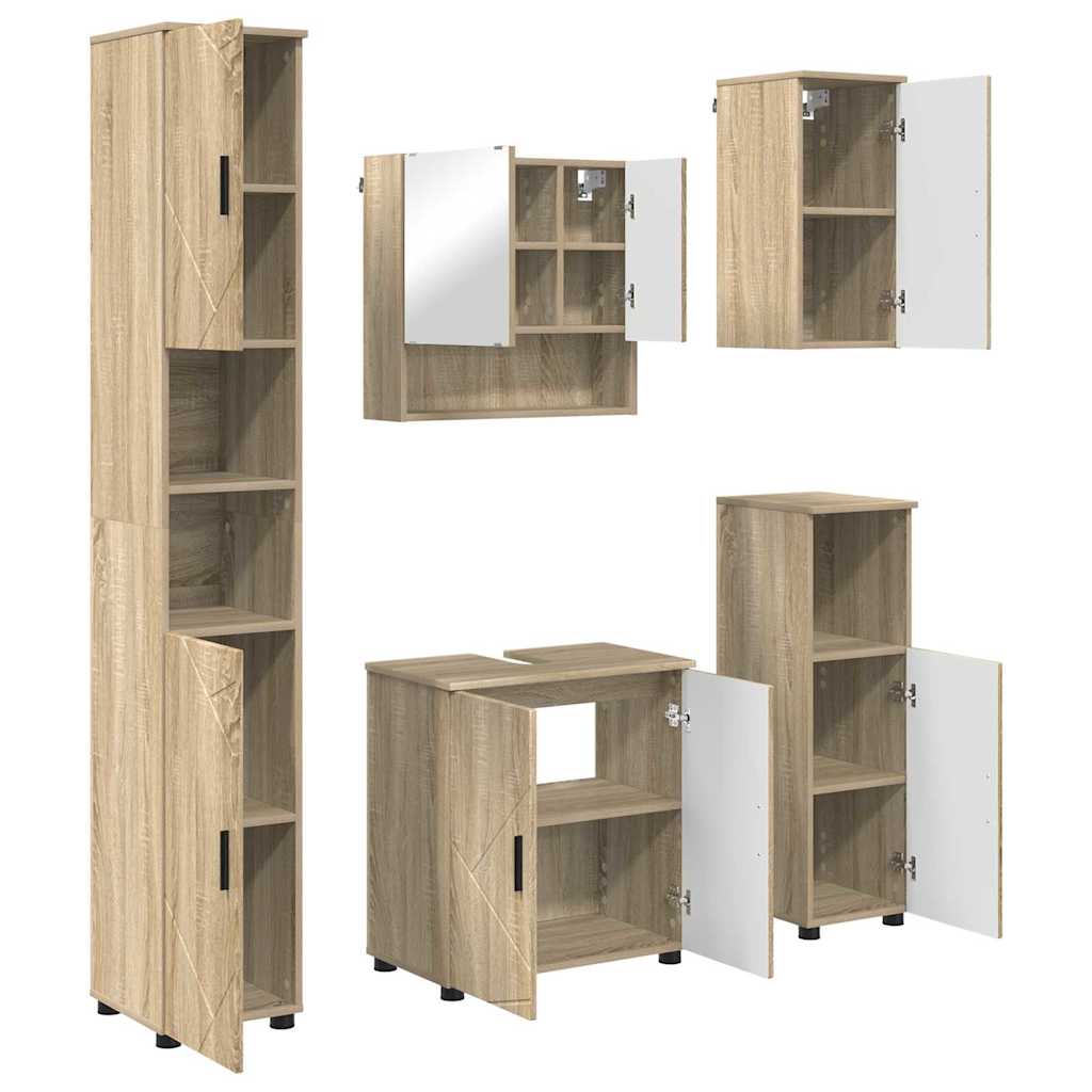 Vonios baldų rinkinys su saugykla 5 pcs Sonoma ąžuolas