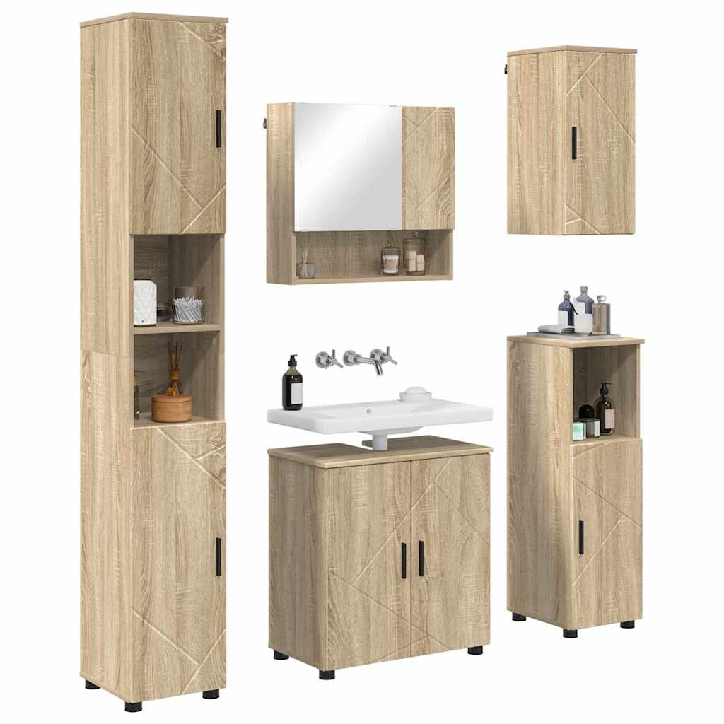 Vonios baldų rinkinys su saugykla 5 pcs Sonoma ąžuolas