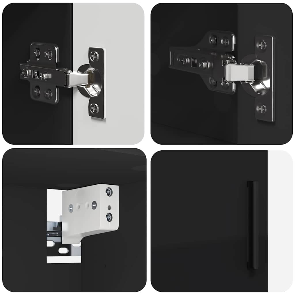 Vonios baldų rinkinys 5 pcs Juoda Apdirbta mediena & metalas