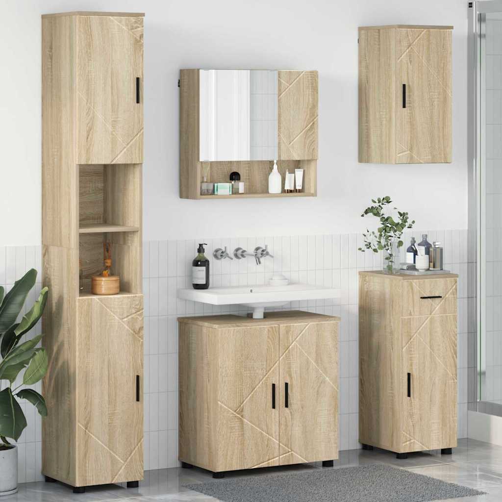 Vonios baldų rinkinys su stalčių 5 pcs Sonoma ąžuolas