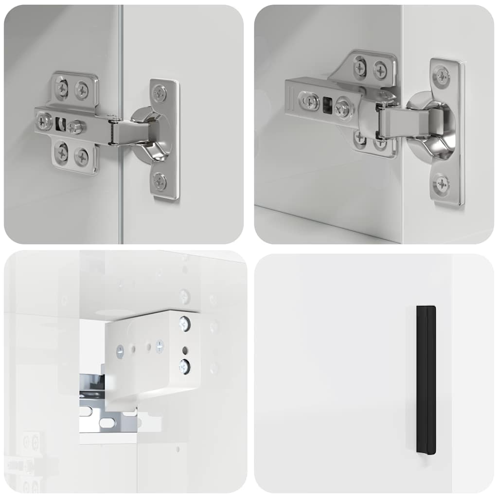 Bathroom furniture set with drawer 5 pcs High gloss white