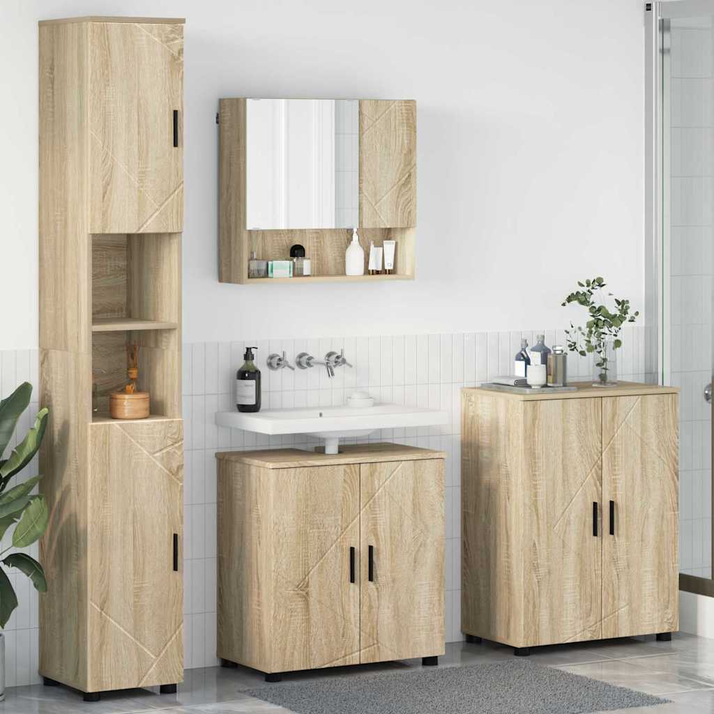 Vonios baldų rinkinys su saugykla 4 pcs Sonoma ąžuolas