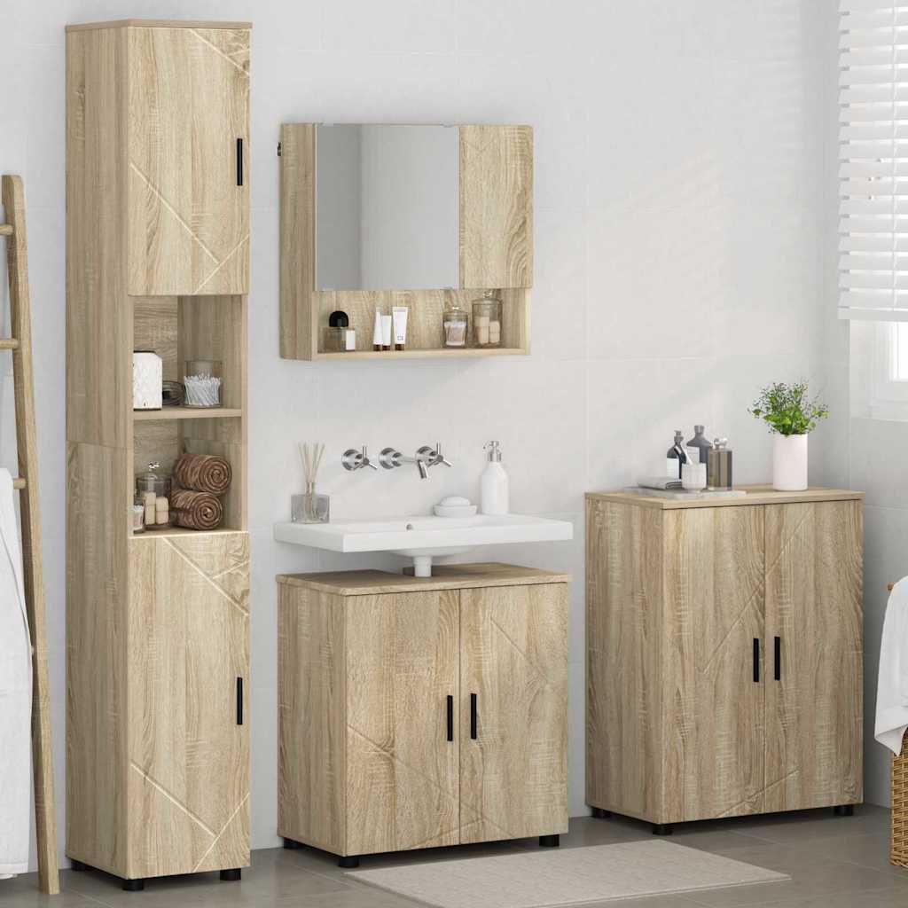 Vonios baldų rinkinys su saugykla 4 pcs Sonoma ąžuolas