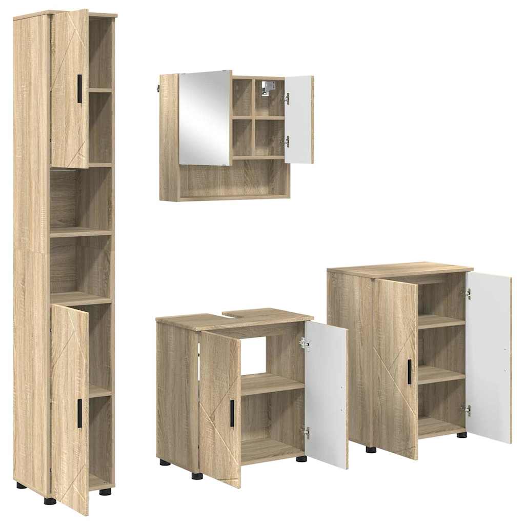 Vonios baldų rinkinys su saugykla 4 pcs Sonoma ąžuolas
