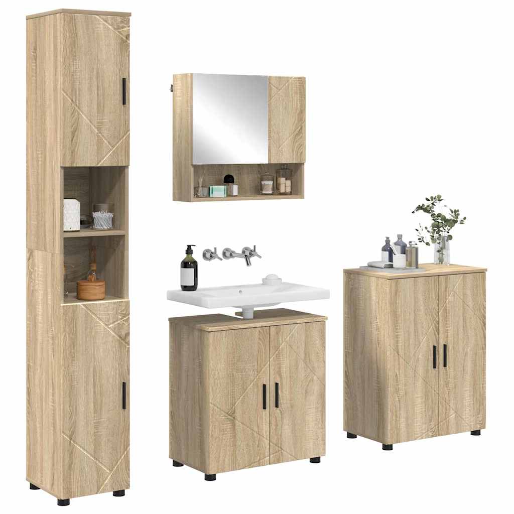 Vonios baldų rinkinys su saugykla 4 pcs Sonoma ąžuolas